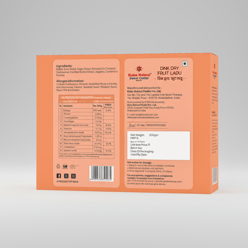 Dink Dry Fruit Ladu - Kaka Halwai Sweet Centre - sweets