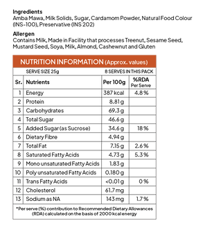 Mango Barfi - Kaka Halwai Sweet Centre - 