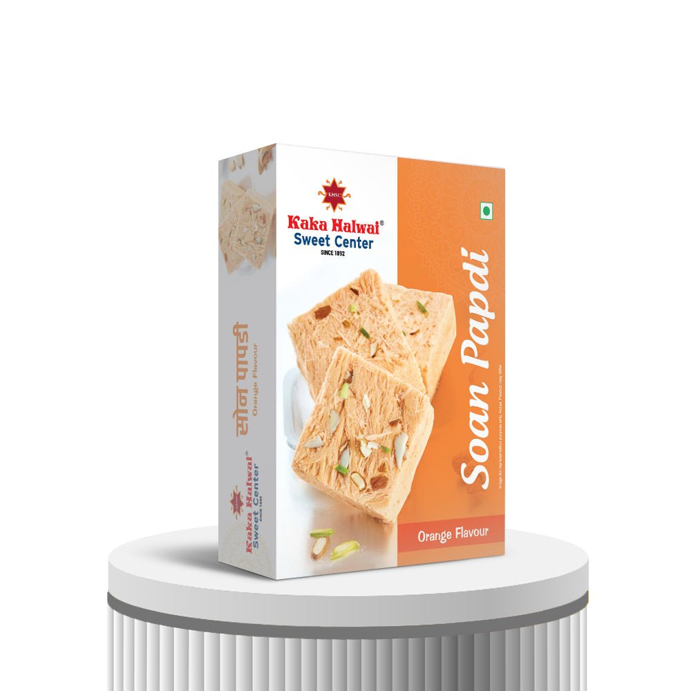Orange Soanpapdi - Kaka Halwai Sweet Centre - 